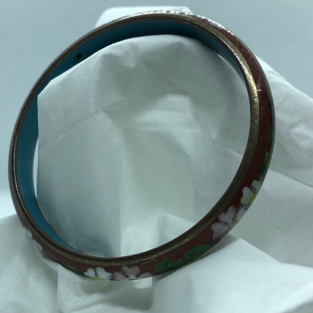 Vintage Caramel Enamel Cloisonné Bangle Bracelet